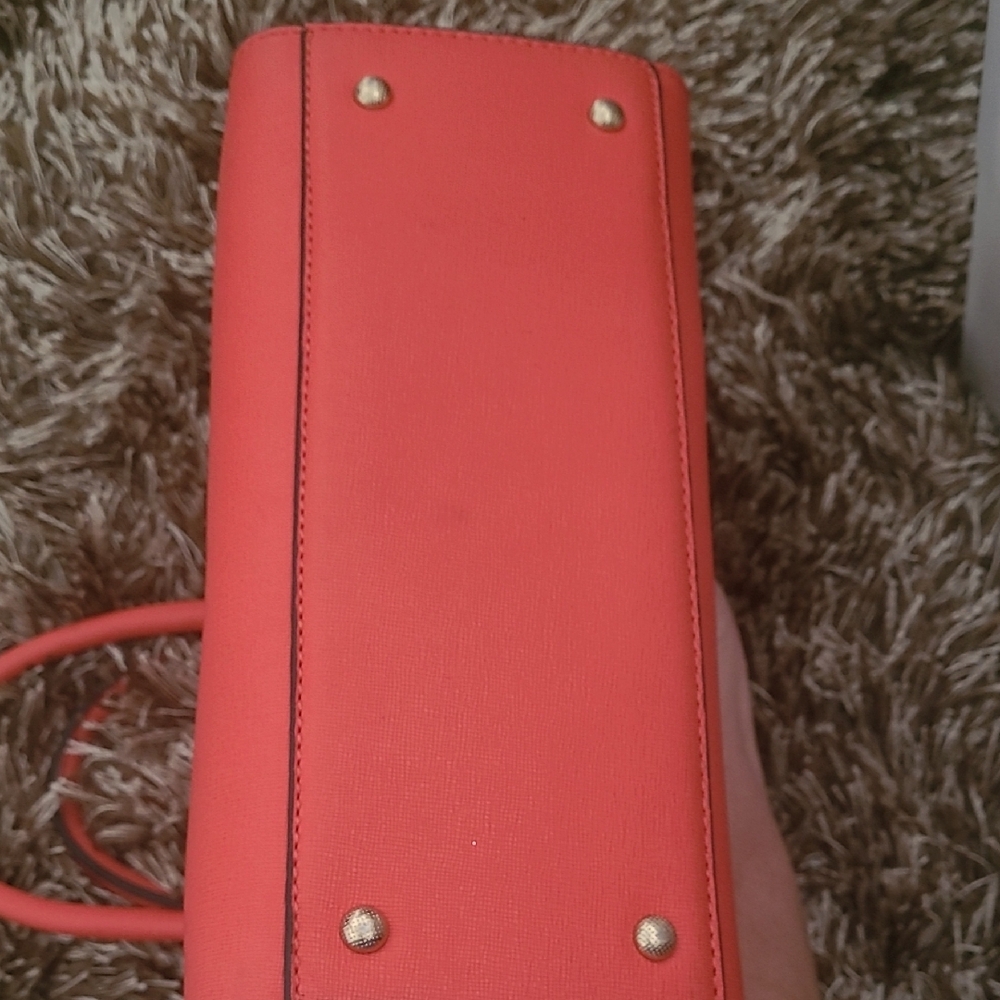 Elegant Coral Handbag with Scarf Accent - Picture 6 of 6